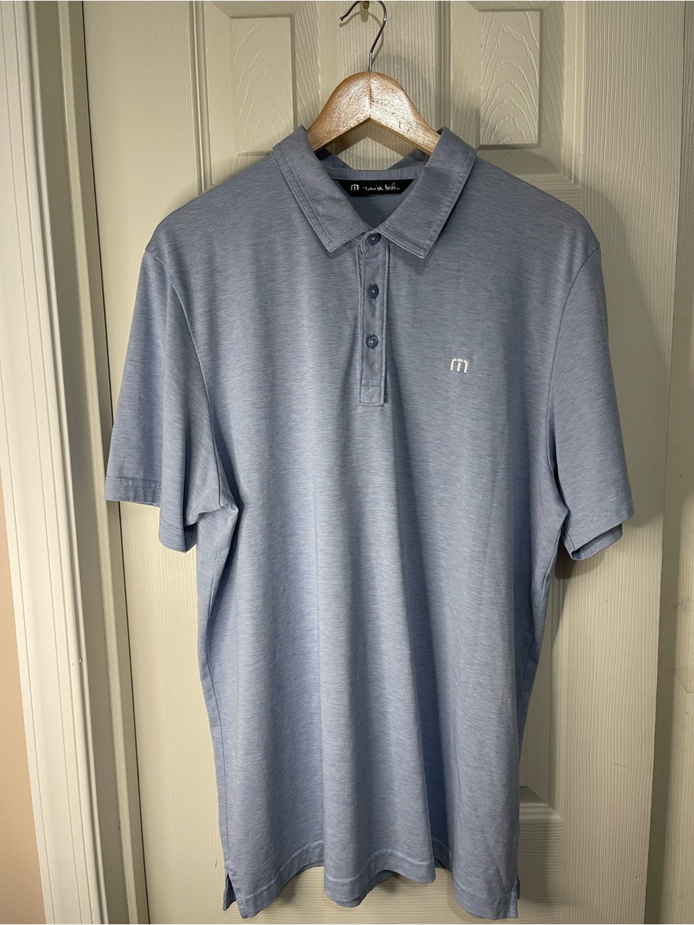 Travis Mathew light Blue Polo Pima Cotton Blend Breathable Golf Shirt size XL